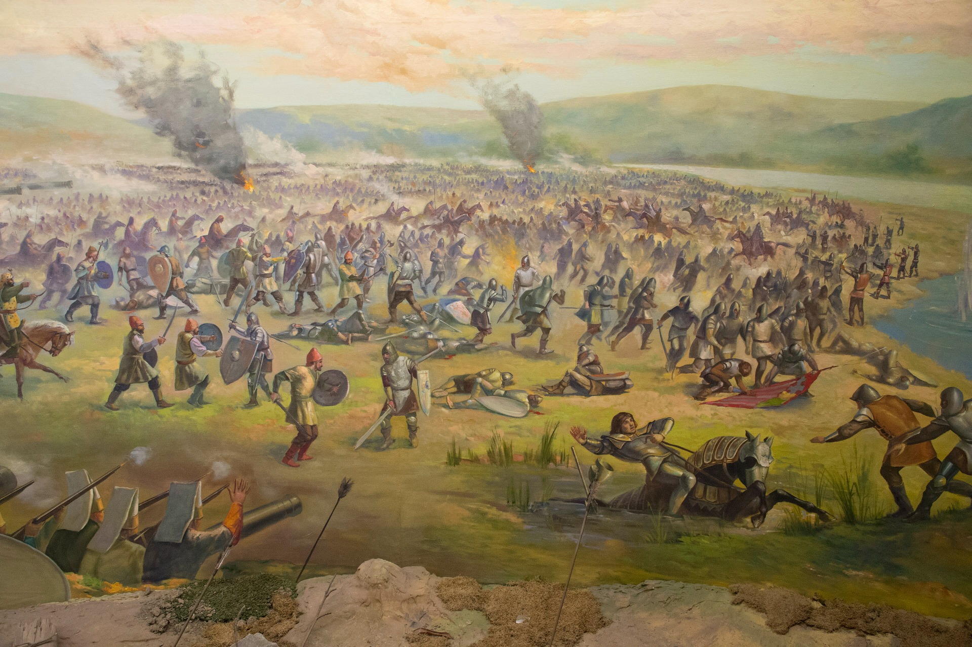 Obrázek: Bitva u Moháče (1526), exponát Vojenského muzea v Istanbulu, foto 2016. Zdroj: Wikimedia Commons, volné dílo (public domain).